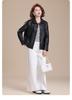 2026 Stylish Plus Size Leather Jacket for Middle-Aged & Elderly Women - Spring/Fall Casual Wear
