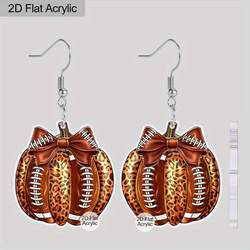 

2D Плоские Леопардовые Тыквенные Футбольные Серьги-Подвески из Акрила, Паттерн, День Игры, Вечеринка, Чирлидер, Спортивный Мяч, Спортивный Фан, Фан, Женские Украшения