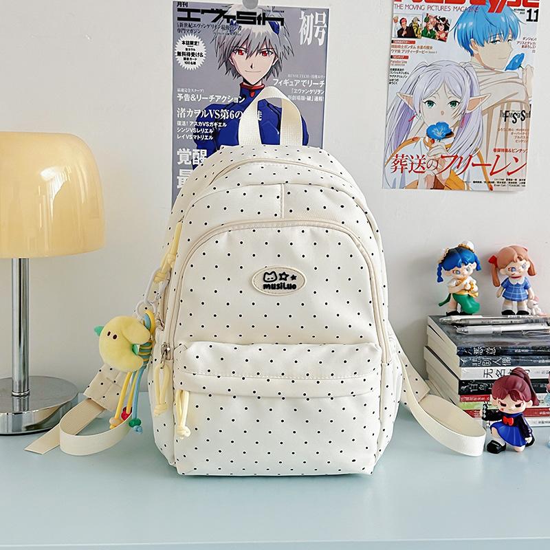 Schoolbag Small Fresh Sweet Cute Japanese College Wind Polka Dot Backpack Junior High School Students Casual Light Large Capacity Backpack