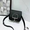 Della 2024 Palm Pattern Cowhide Messenger Bag with Silver Buckle