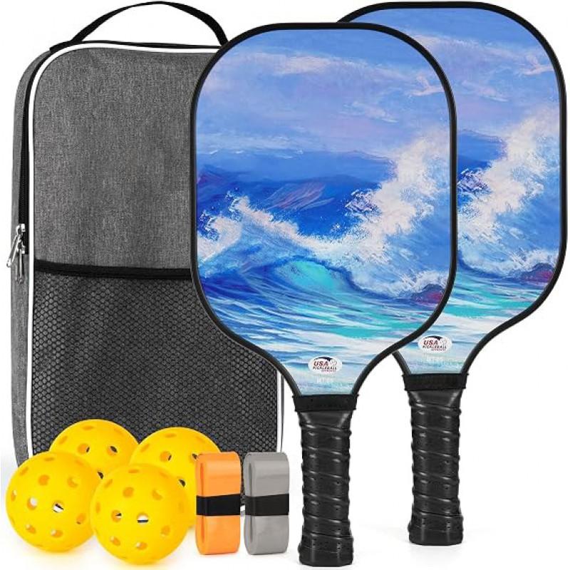 Beginner Pickleball Paddle Set Fiberglass Outdoor Sports Rackets With Balls New Players