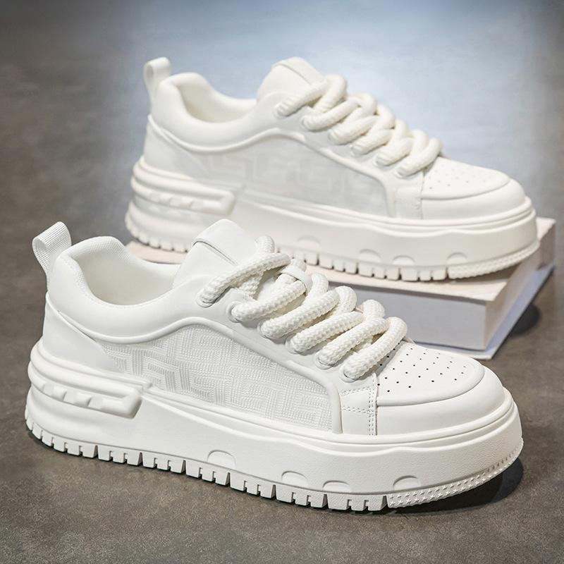 

Мужская обувь 2025 весна и лето новая корейская версия сетчатые белые туфли на толстой подошве мужские дышащие и универсальные легкие повседневные кеды 44 белый