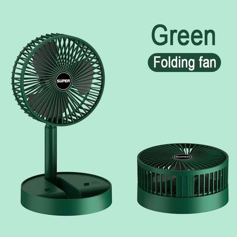 

Electric Stand Fan Portable Folding Fan USB Rechargeable Foldable Desktop Fan Mini Mute Fan 3 Speeds Adjustable Height зелёный