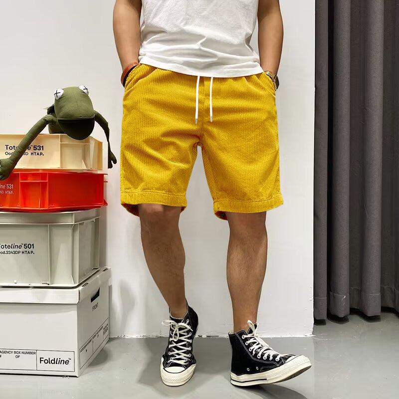 Retro Corduroy Cross-Border Workwear Shorts for Men - Summer American Streetwear Trend