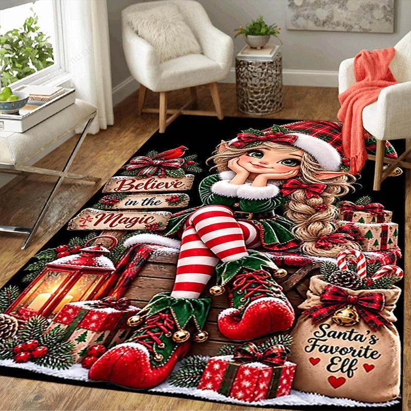 1Pc Santa Claus Gifts Winter Night Rug Office Carpet Indoor Outdoor Doormat Nonslip Soft And Comfortable Living Room Christmas Halloween Gift D9183