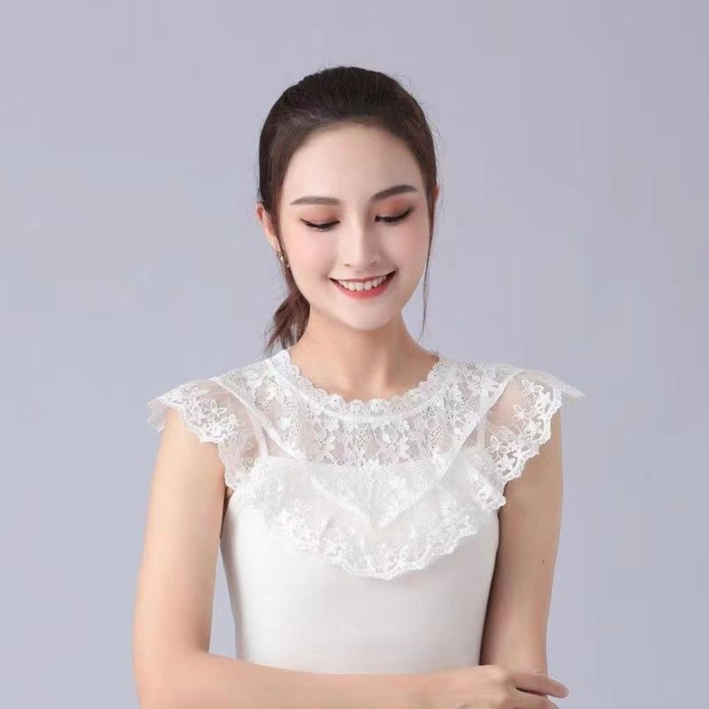 Shawl Wrap Decoration Lace Fake Collar Black White DIY Lapel Half Shirt Adjust Clothes Women Girls