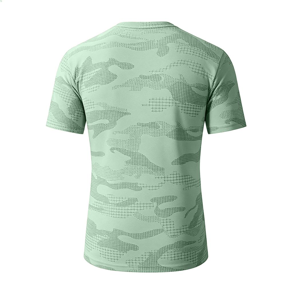 Men's Casual Lightweight Quick-drying Short-sleeved T-shirt - Men's Round-neck Camouflage Breathable Sweat-absorbing Cool-feeling Sports T-shirt