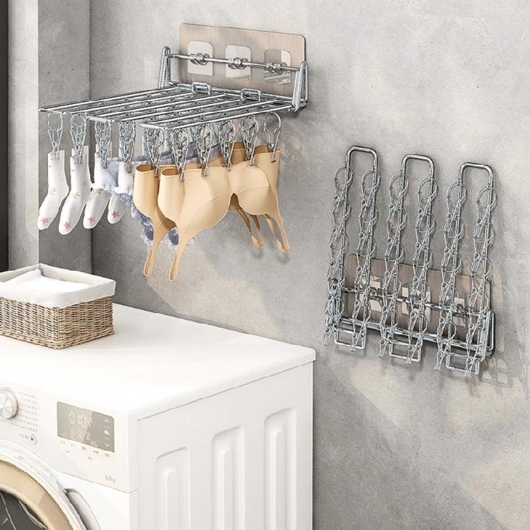 Wall Mounted Sock Hanger Stainless Steel Folding Drying Rack for Towel Underwear