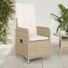 Vidaxl Folding Garden Chairs 2 Pcs, Cushions, Beige Rattan Pe
