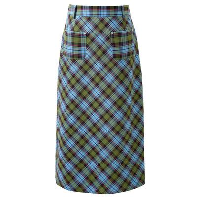 Sancai Women's Plaid Slit Midi Skirt