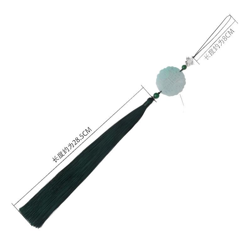 Fu Shou Imitation Jade Hanfu Waist Tassel Pendant with Lantern and Table Runner Accents