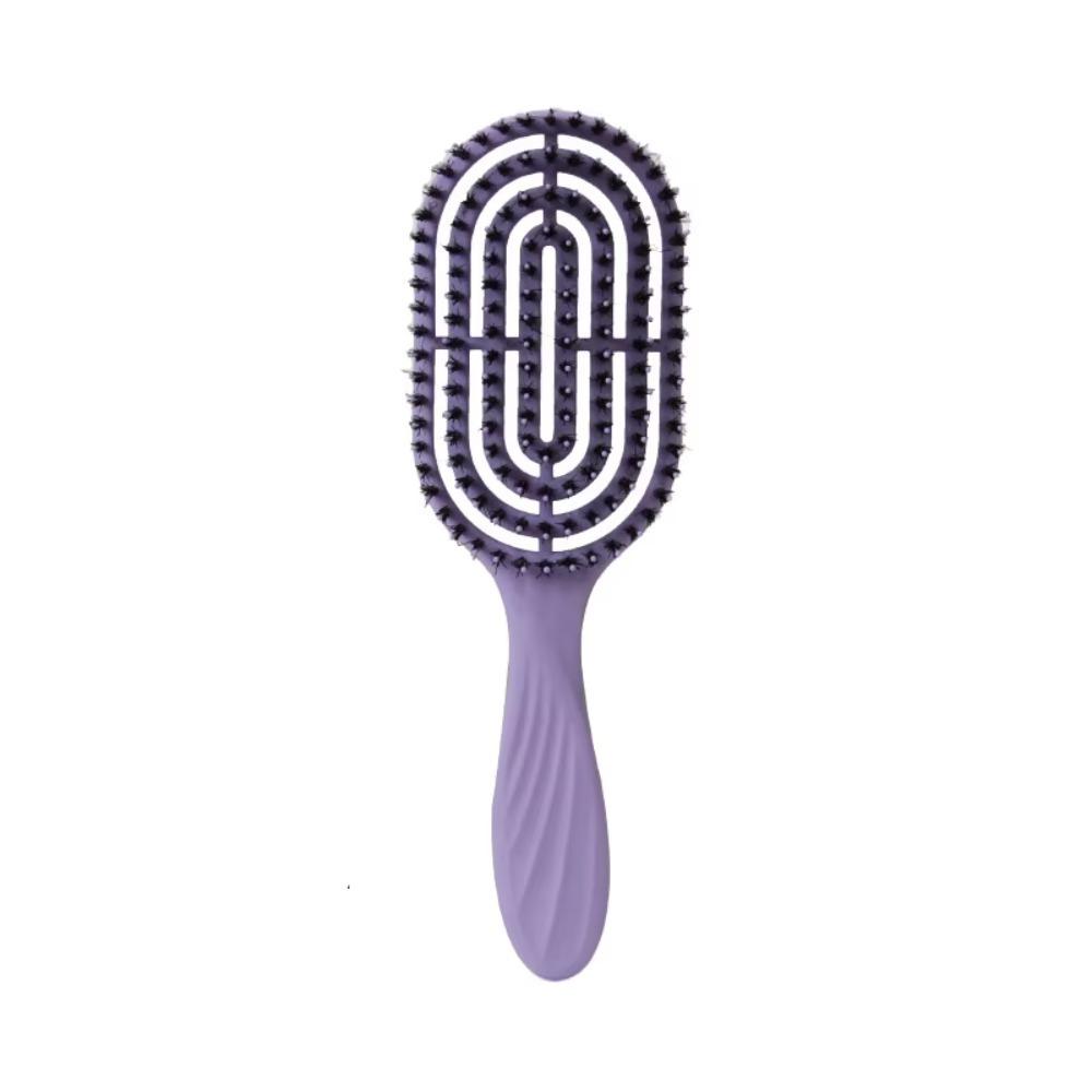 

Elliptical Massage Comb Ergonomic Shape Wide-Tooth Detangling Hair Brush Anti-Static Hollow Design Scalp Massage Brush фіолетовий