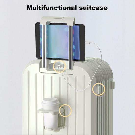 20 Inch Suitcase Hard Shell Scratch-resistant Surface with USB Interface Cup Holder