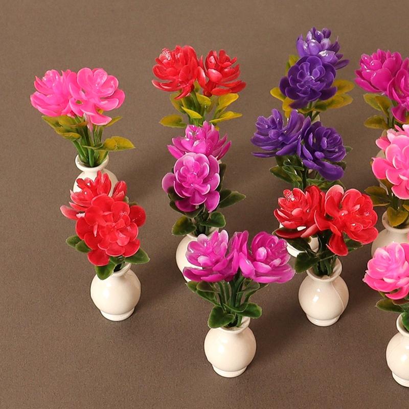 1:12 Dollhouse Miniature Vase Potted Plants Flowerpot Bonsai Model Garden Home Decor Toy Doll House Accessories