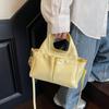 Niche New Fashionable Versatile Wrinkle Handbag Large Capacity Oil Wax Leather Double Pocket Shoulder Messenger Bag