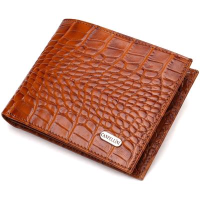 Modern Wallet for Men Made of Genuine Leather with Crocodile Effect CANPELLINI 21574 Brown