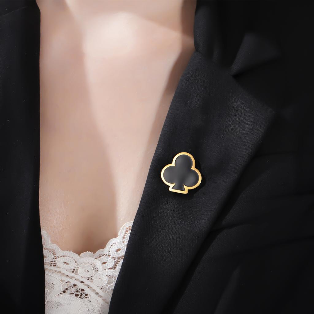 Cazador Poker Card Spade Heart Club Diamond Lapel Pins Women's Brooch Stainless Steel Metal Pins Backpack Badges Jewelry Gift