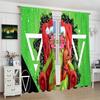 Green Santa Claus Printed Curtains, Pole Bag Curtains, Christmas Decorations, Home Decorations, Room Decorations