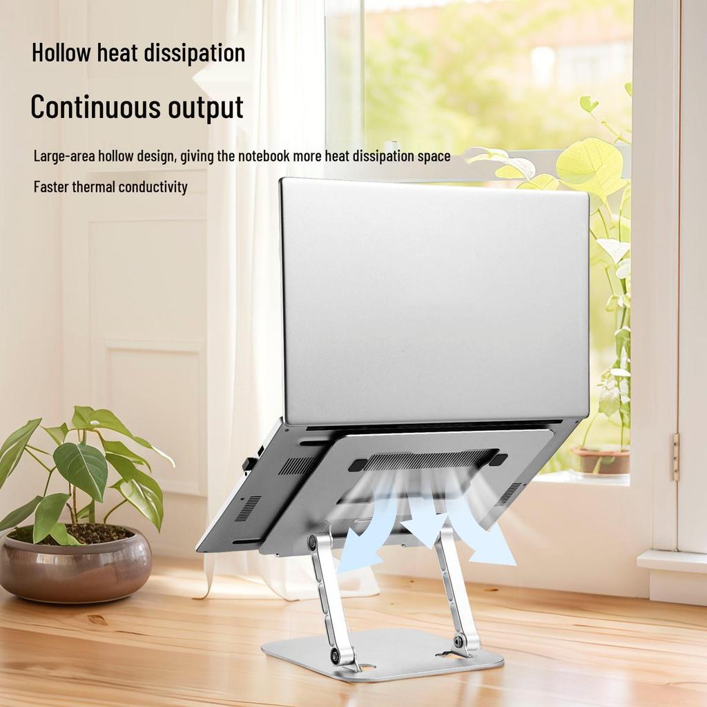 Adjustable Rotating Laptop Stand with Cooling Feature and Height Adjustment for Desktop or Office Use