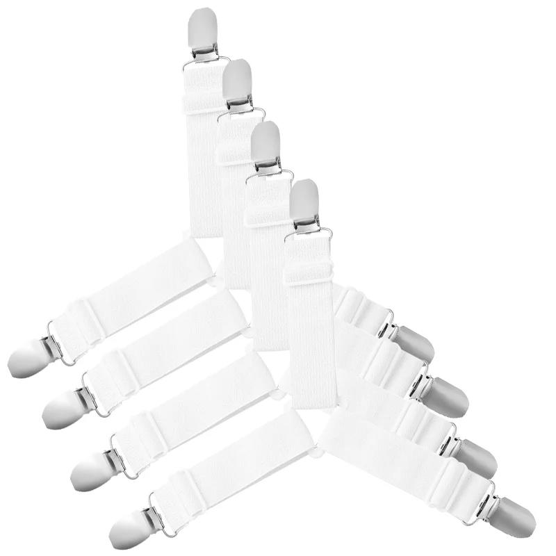 4Pc/Set 4 Clips Adjustable Elastic Bed Sheet Holder Mattress Clip Fasteners Cover Blankets Non-Slip Fixing Strap Grippers