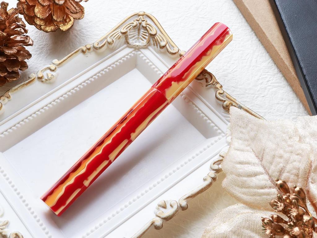 WANCHER Kaleido Queen Fountain Pen Sunset KALEIDO QUEEN Octagonal Pillar Art Collection Fountain Fine - [WANCHER Pen] (F Nib)