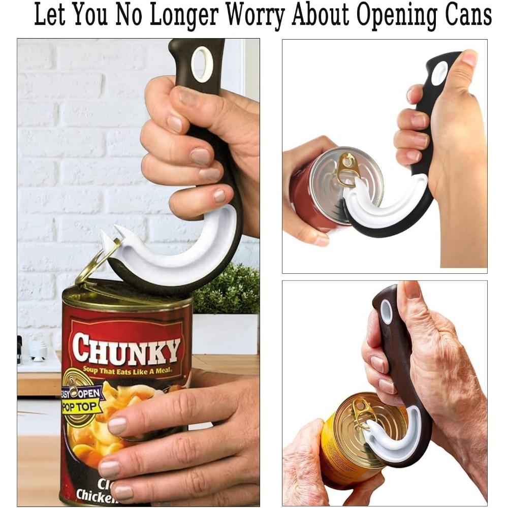 Portable J-Shaped Non-Slip Jar & Can Opener – Easy-Grip Tin Lid Remover for Kitchen, Multifunctional Ring Pull Tool