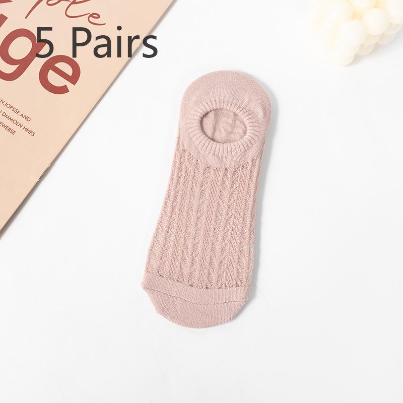 5 Par Letnich Cienkich Skarpetek Stopki Damskich, Nie Zsuwających się z Pięty, Silikonowe Antypoślizgowe Niewidoczne Krótkie Skarpetki, Skarpetki do Klimatyzacji, Skarpetki Siateczkowe
