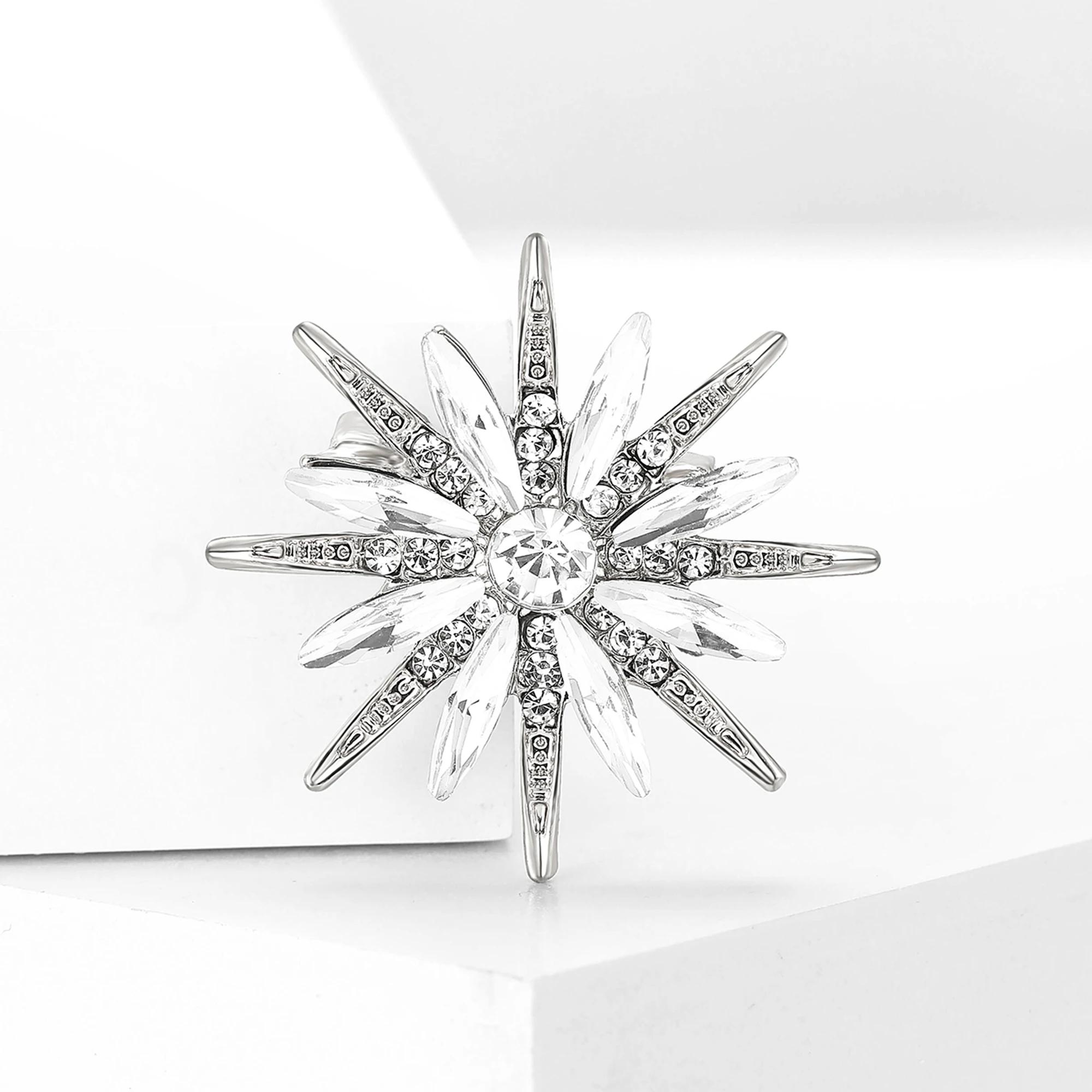 Rhinestone Eight-pointed Star Brooches for Women Unisex Glass Stars Pins Event Party Backpack Decoration Clothes Accessories
