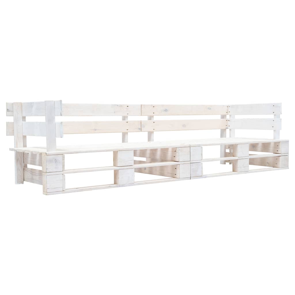 Garden Pallet Sofa 2 Seater White Wood