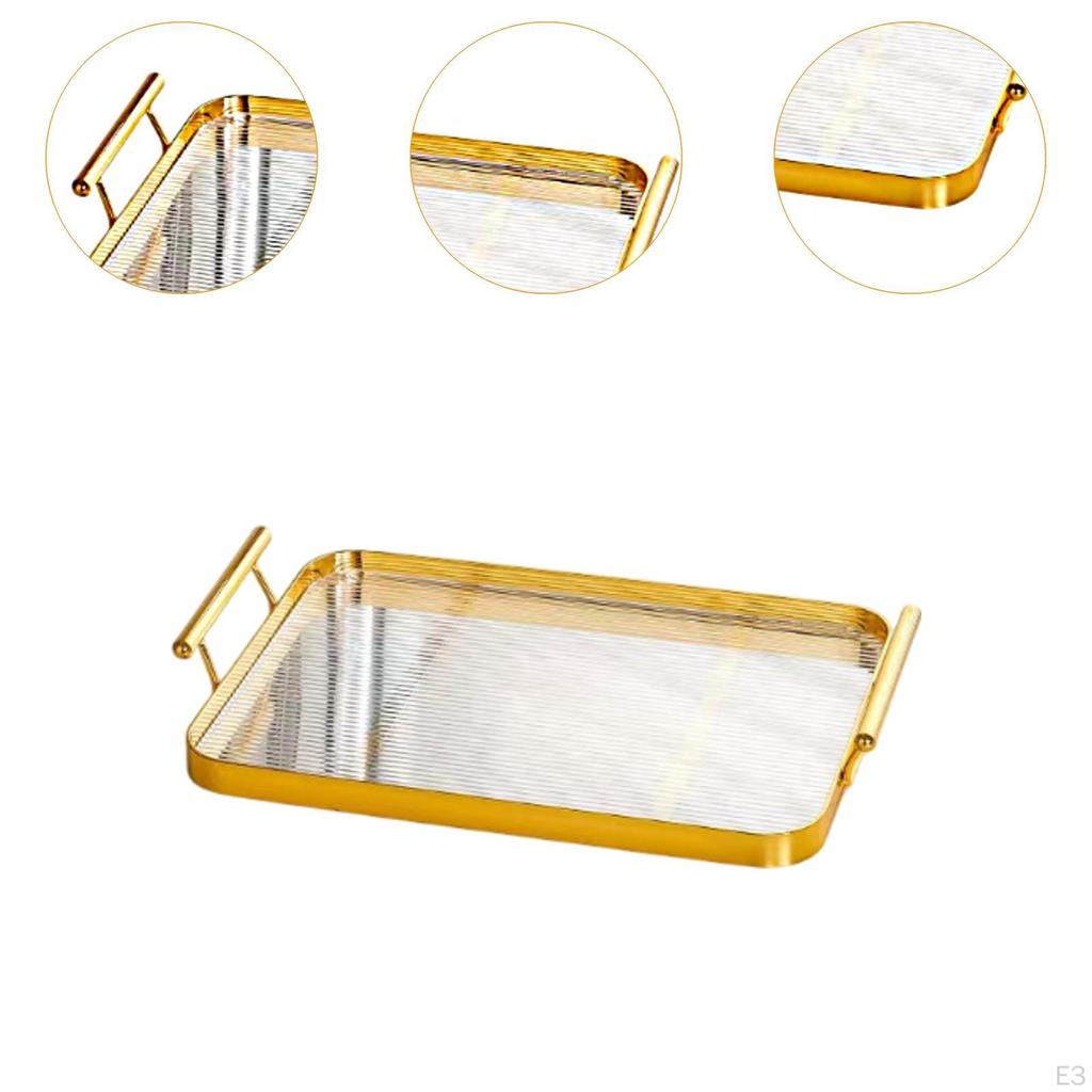 Acrylic Serving Tray with Handles for Tea And Fruit Display In Home Or Cafe