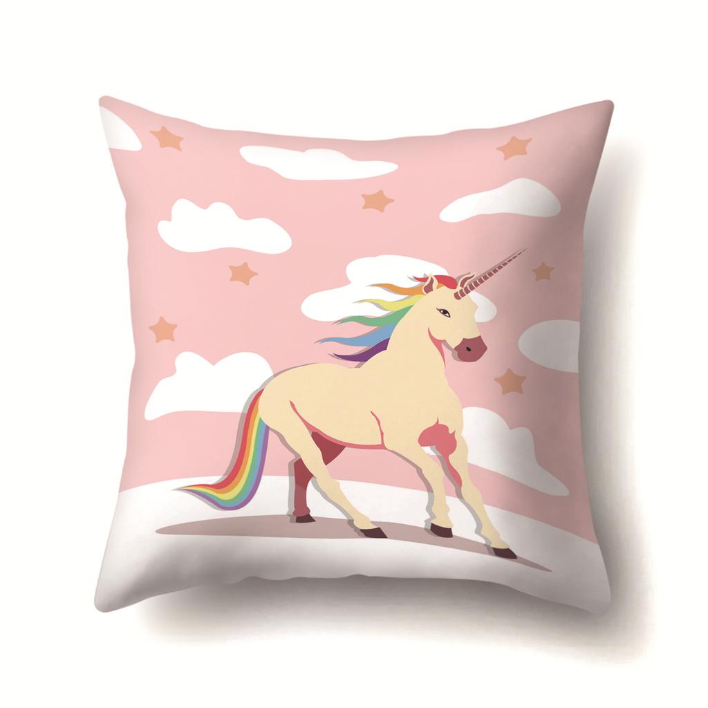 Unicorn Cute Cactus Polyester Pillow Cover Cushion