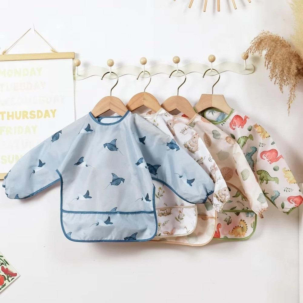 Colorful Cartoon Printing Feeding Apron Easy To Clean Full Body Cover Bibs Baby Feeding