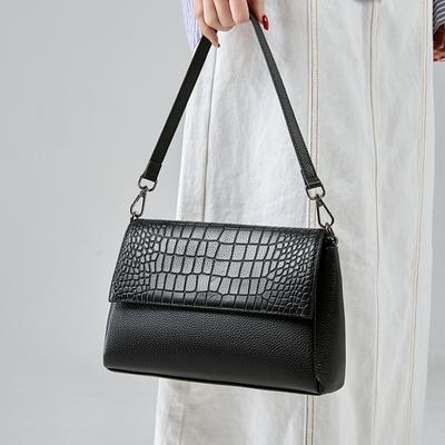 Genuine Leather Women's Crossbody Bag Versatile Commuter Small Square Bag 2025 New Crocodile Pattern High-Quality Texture Shoulder Bag