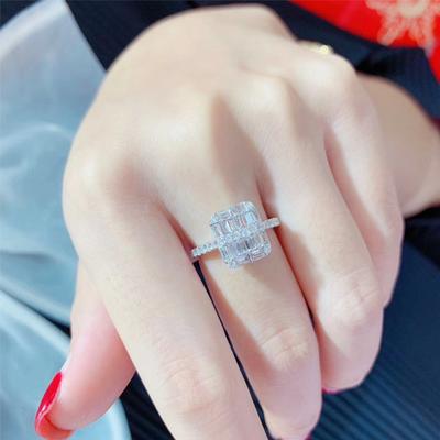 Europäischer und amerikanischer Diamant-Mikro-Set-Zirkonring für Frauen, modisches Verlobungsantrags-Handzubehör