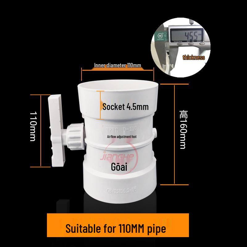 PVC Manuelle Klappenventile für Lüftungskanäle (Größen: 75, 110, 160, 200)