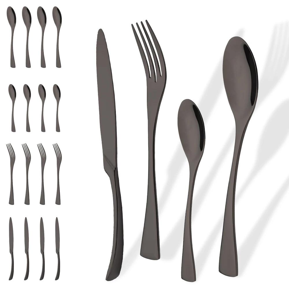 20Pcs Gold Dinnerware Set Stainless Steel Tableware Set Knife Fork Spoon Flatware Set Cutlery Set Knife Fork Spoon Tea Spoon