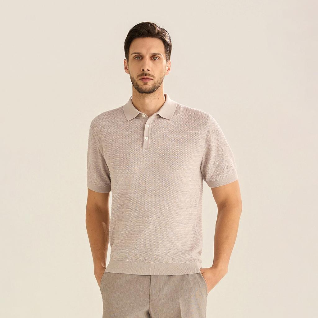 FERRAROMILANO Tone-On-Tone Collared Knit Beige (Am0Gtsy25253)