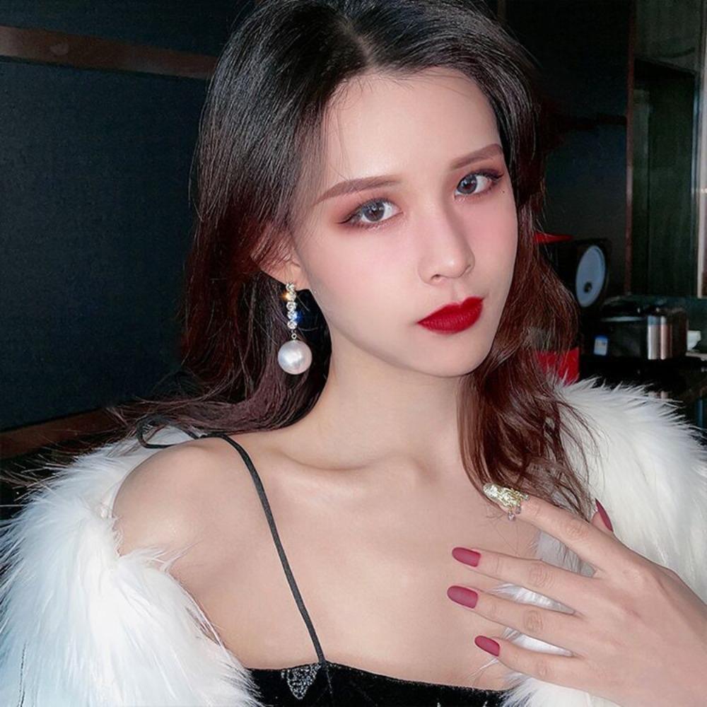 Vintage Temperament Sparkly Rhinestone Tassels Pearl Dangle Earrings for Women Bride Wedding Fashion Designer Earrings Jewelry