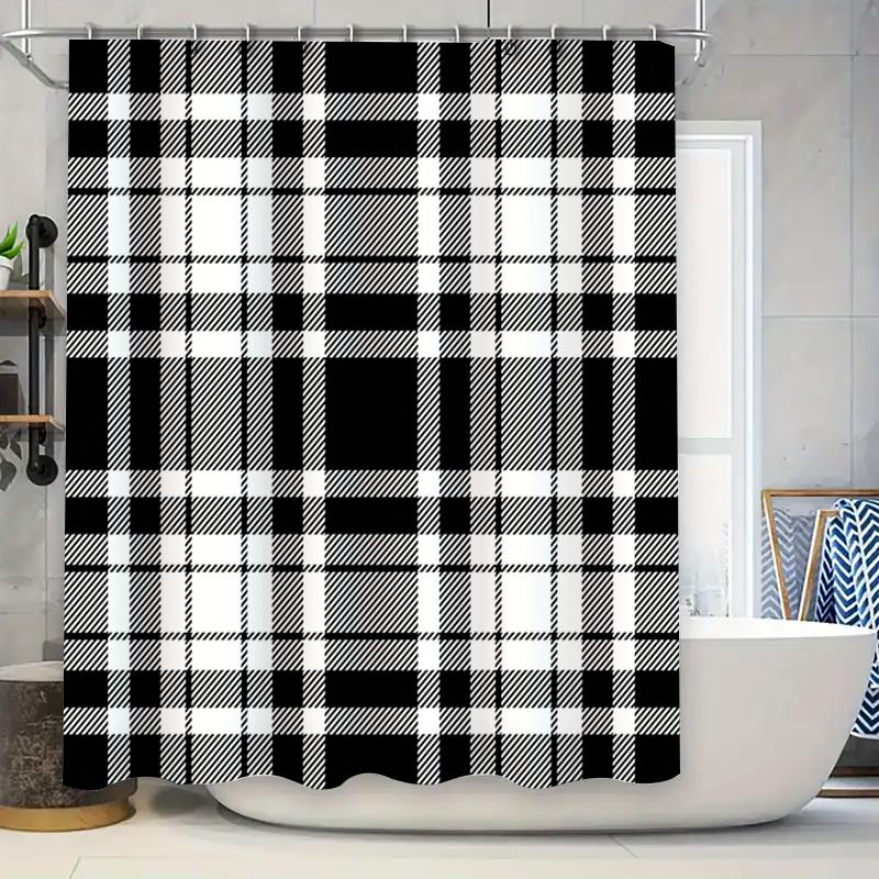 

Modern Bath Shower Curtain With Black White Striped Design For Bathroom Decor Plaid Print Shower Curtains For Home Decoration (S W60H190(CM)-1 Pcs