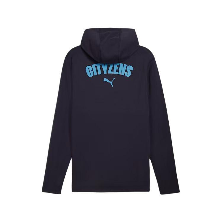 Puma Ss24 Manchester City Casuals Hooded Jacket Fashion Logo Long Sleeve Zip Jacket Men Jacket Navy-Blue 777565-32