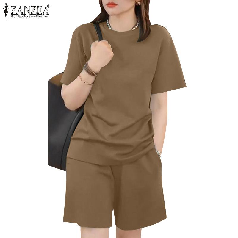 ZANZEA Lässige Zweiteiler-Sets für Damen mit kurzärmeligen T-Shirts und Shorts