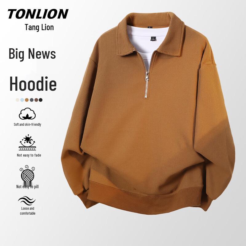 Мужская вафельная толстовка с четвертью на молнии TonLion L