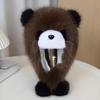 Autumn & Winter Plush Panda Hat: Thick Warm Design with Fox Fur Earmuffs