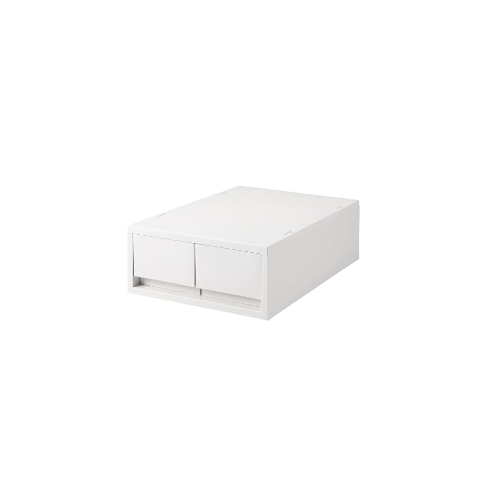 MUJI Recycled Polypropylene Small Item Storage Case, Medium, 2 Drawers, White Gray - Approx. W26 x