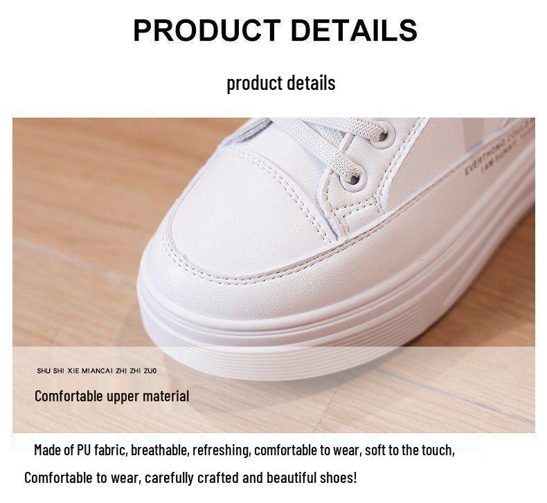 Women's Invisible Lift White Slip-On Shoes - Thick-Soled, Versatile for Spring and Autumn