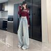 Light Blue Wide-leg Jeans for Women's Spring Clothes New High-waisted Slimming and Loose-fitting Straight Pants