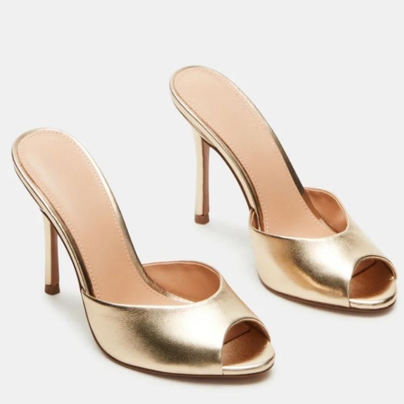 Sexy Women's Slippers High Heels Mules Summer Party Shoes 2025 Outdoor Designer Peep toe Slides Black Pink White Large Size 45