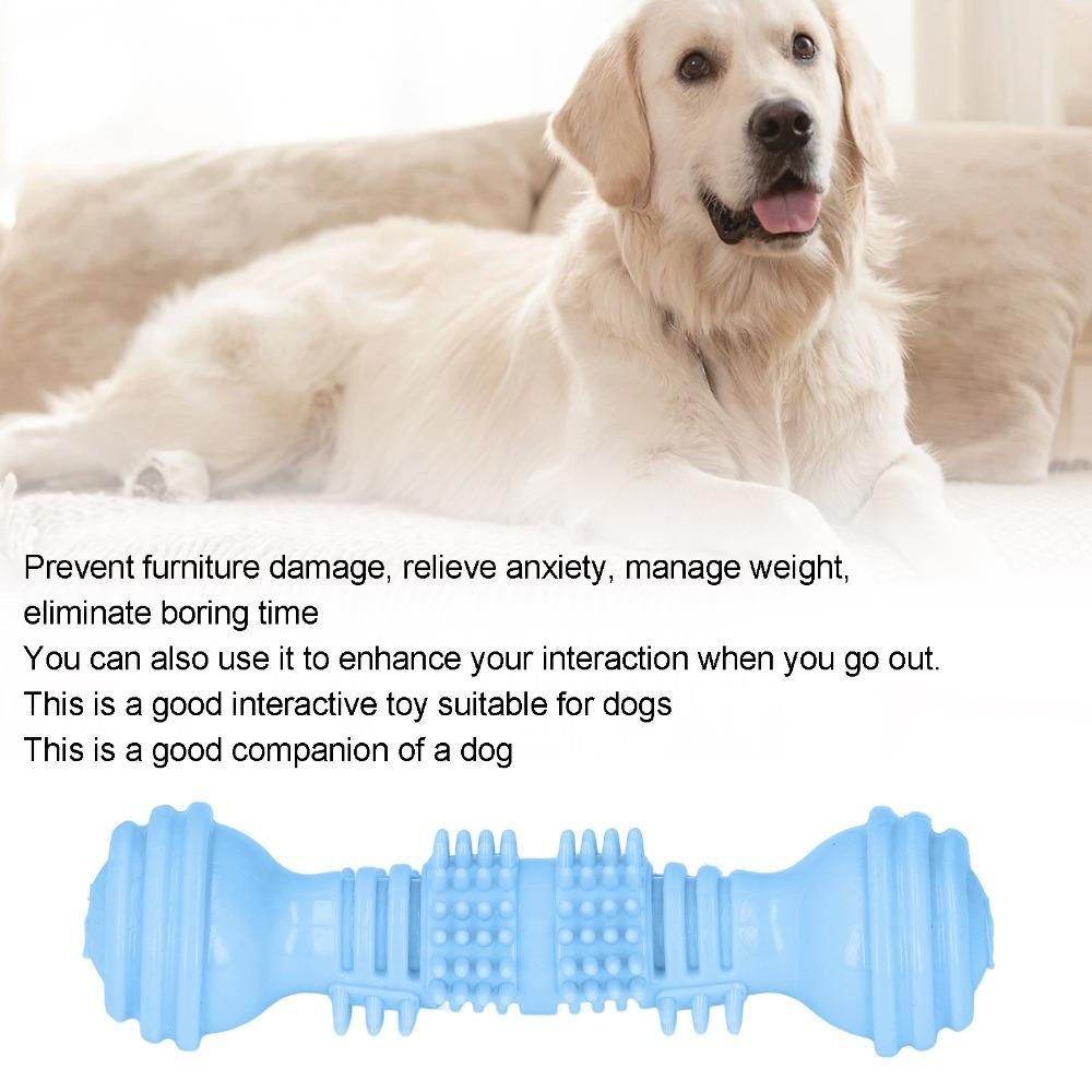 Bite Tough Dumbbell Dog Chew Toy TPR Made Puppy Teeth Cleaning Toy Pet Chew Stick Teeth Cleaning синий