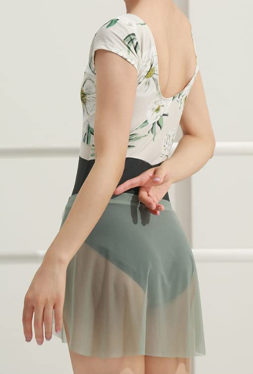 ProDance White Floral Ballet Leotard PLHA024A Half-Cup Women's (XXXL)