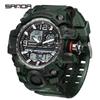 SANDA Women's Trendy LED Dual Display Waterproof Watch with Hourly Chime